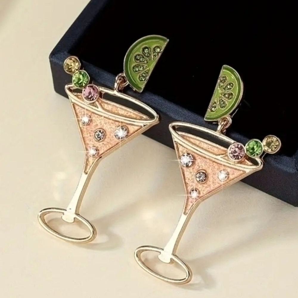 MODCLOTH JEWEL MARTINI COCKTAIL EARRINGS - Picture 3 of 5